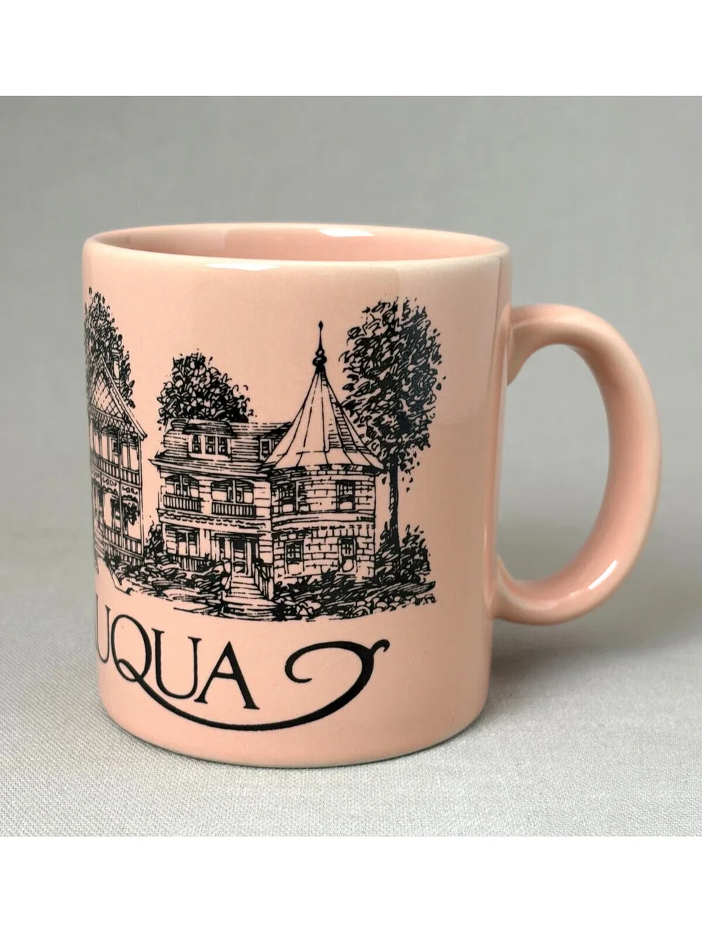 Vintage Chautauqua NY Coffee Mug Pink Victorian Houses Studio 4 East Japan Cup